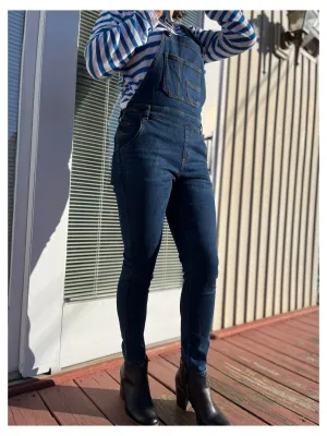 Women's Stretch Denim Overalls – Vintage-Inspired Jumpsuit