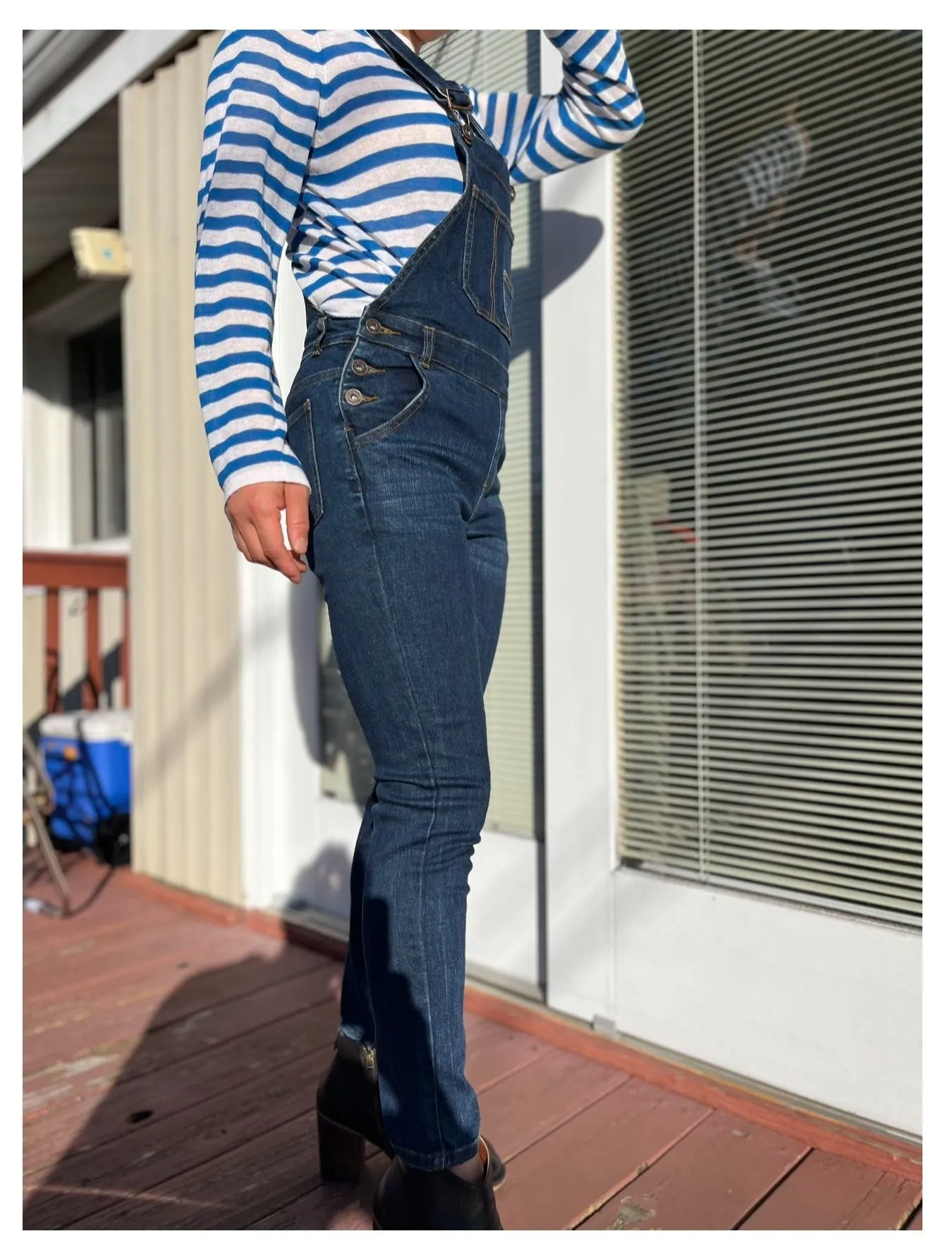 Women's Stretch Denim Overalls – Vintage-Inspired Jumpsuit