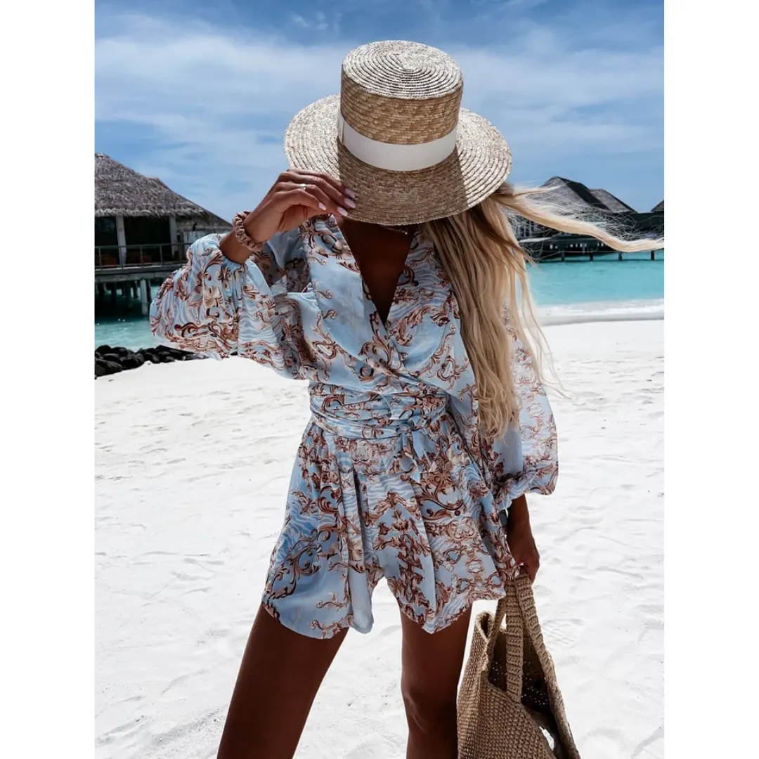 Women's Summer Beach Wide Leg Rompers | Petite