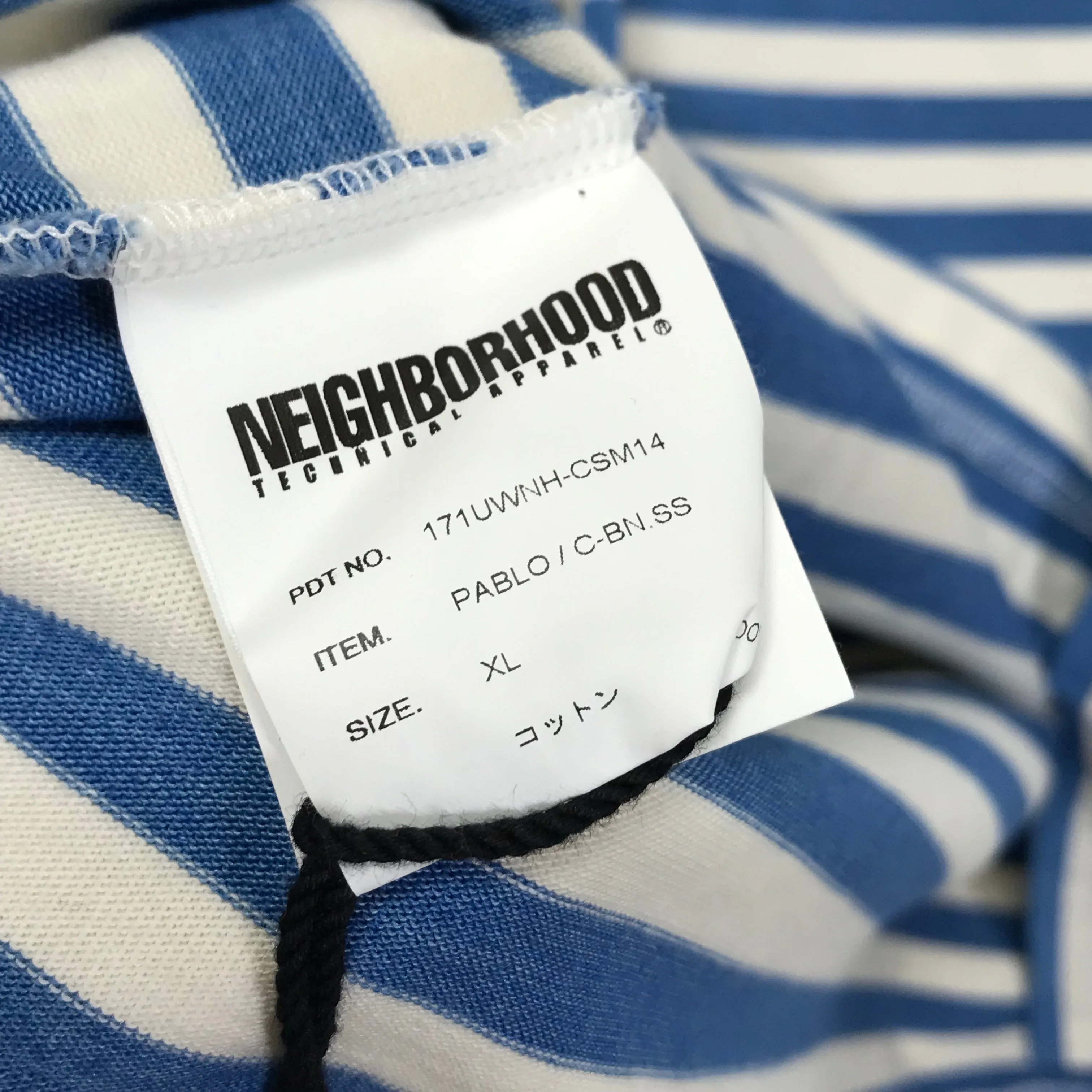 [XL] Neighborhood 17SS Pablo Striped S/S Shirt Blue