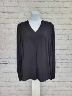 XSMALL BLACK A596122 Peace Love World Gathered Sleeve Woven Blouse
