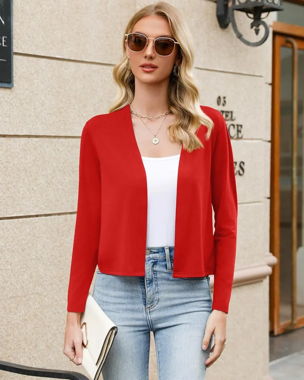 Zeagoo Women's Long Sleeve Shrug Cropped Cardigan