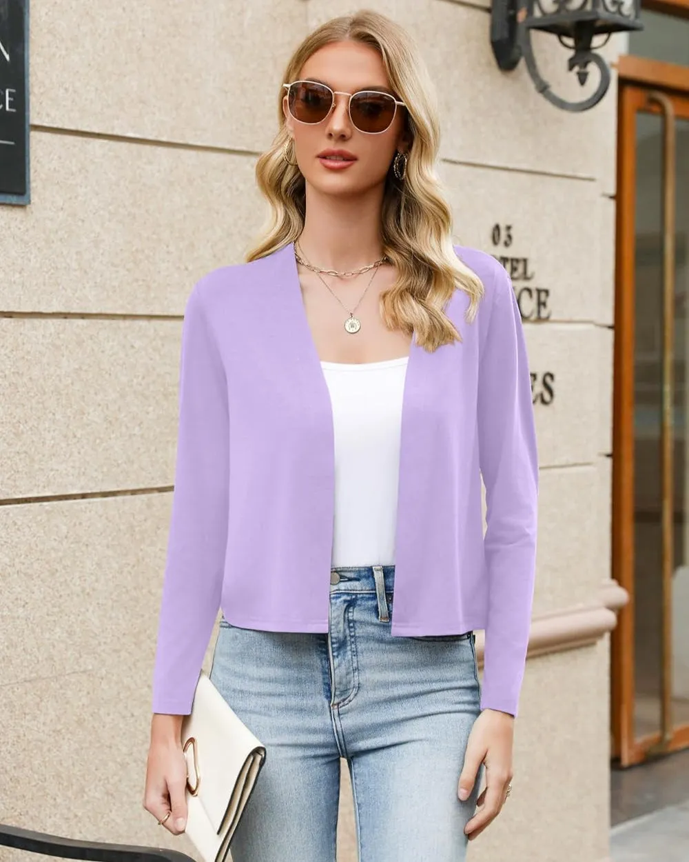 Zeagoo Women's Long Sleeve Shrug Cropped Cardigan