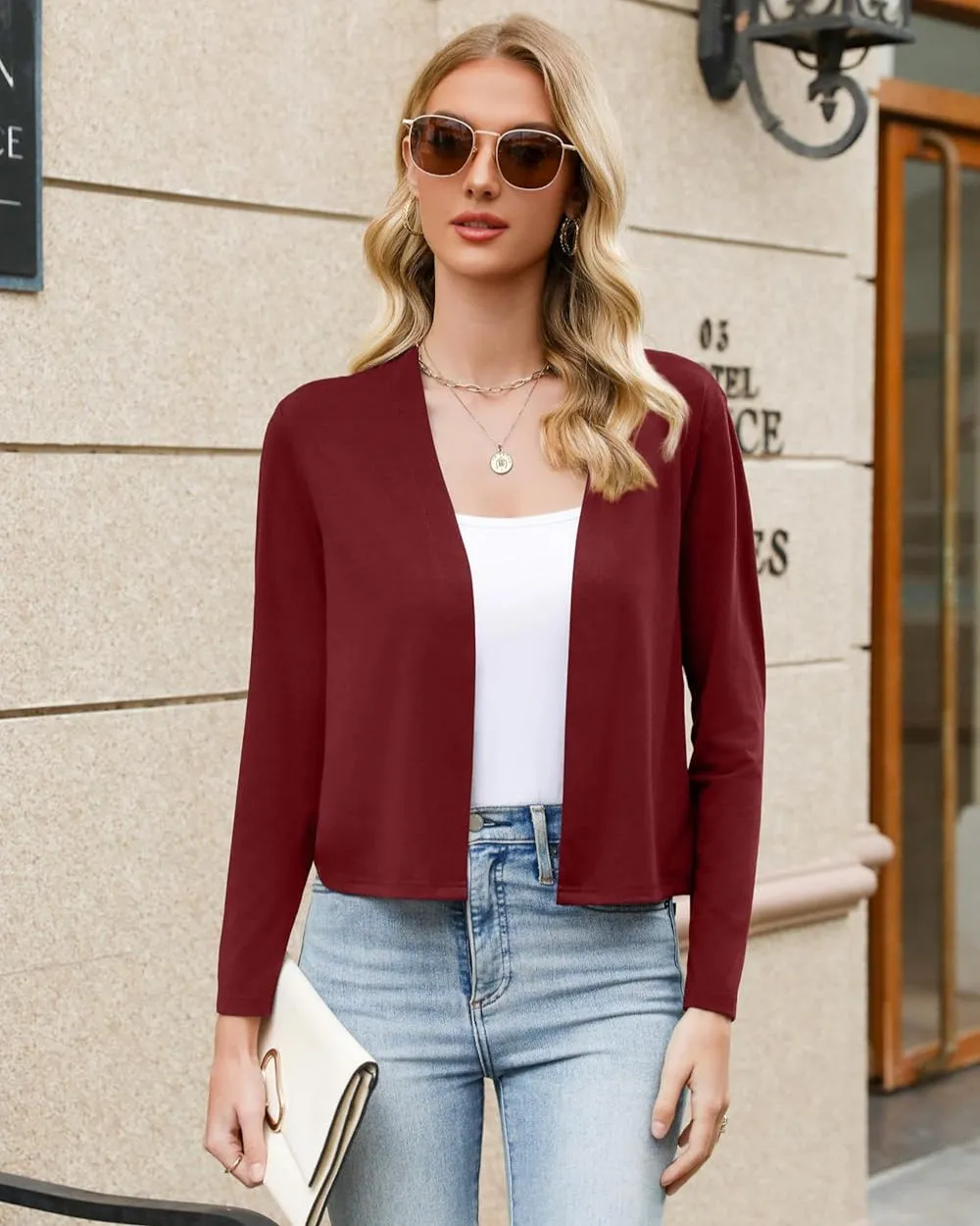 Zeagoo Women's Long Sleeve Shrug Cropped Cardigan
