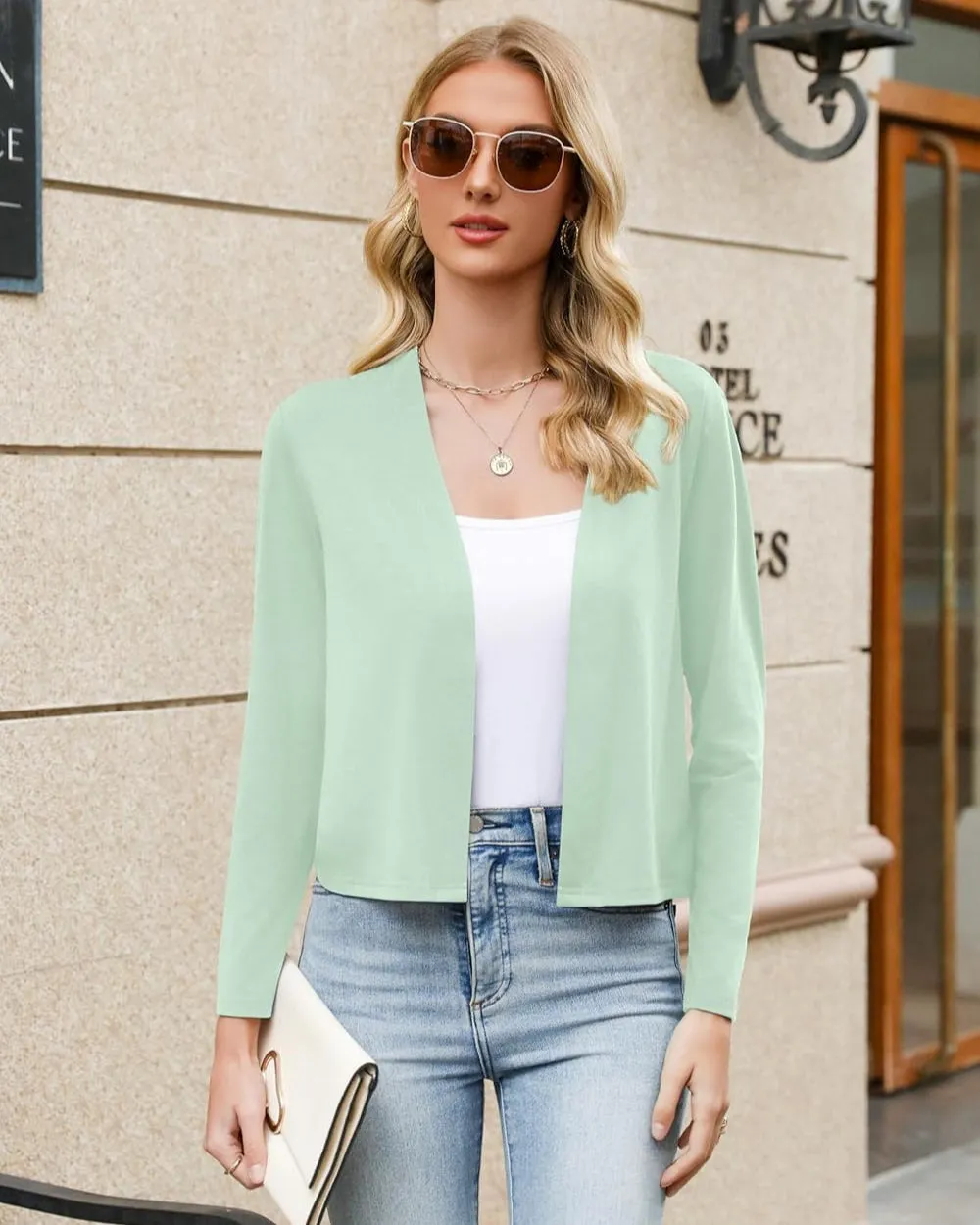Zeagoo Women's Long Sleeve Shrug Cropped Cardigan