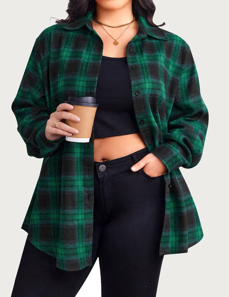 Zeagoo Womens Plus Size Flannel Plaid Shirt