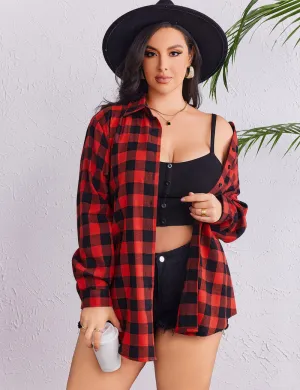Zeagoo Womens Plus Size Flannel Plaid Shirt