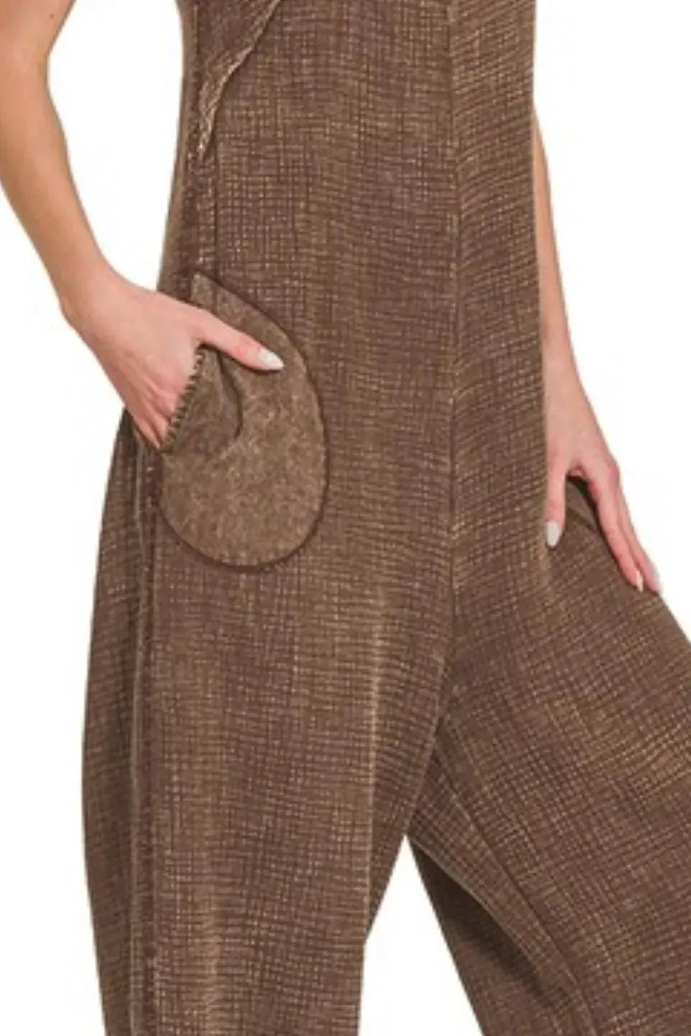 Zenana Double Gauze Washed Wide Leg Overalls