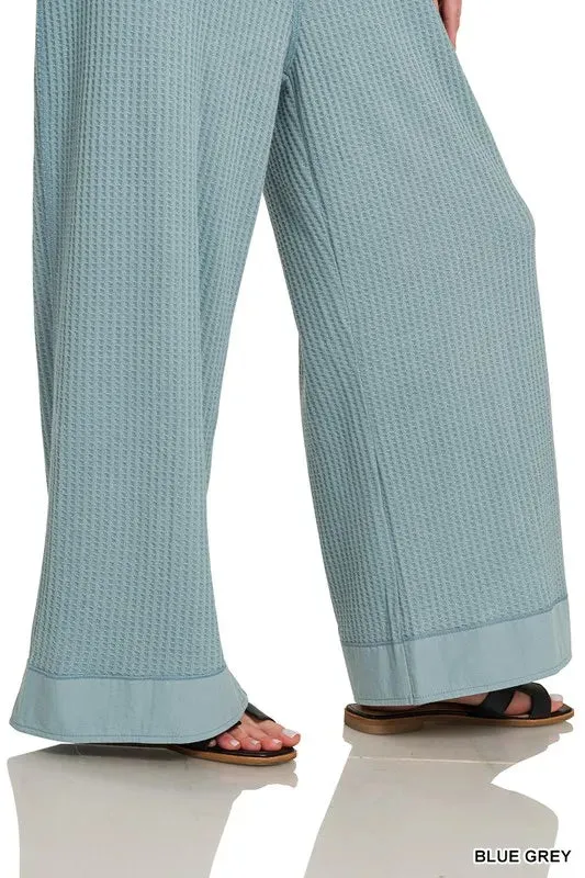 Zenana Knit Waffle Wide Leg Overalls