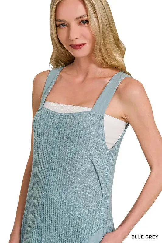Zenana Knit Waffle Wide Leg Overalls