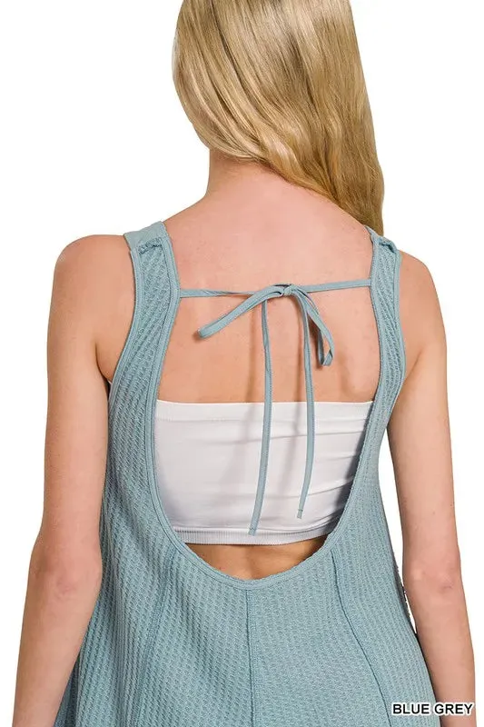 Zenana Knit Waffle Wide Leg Overalls